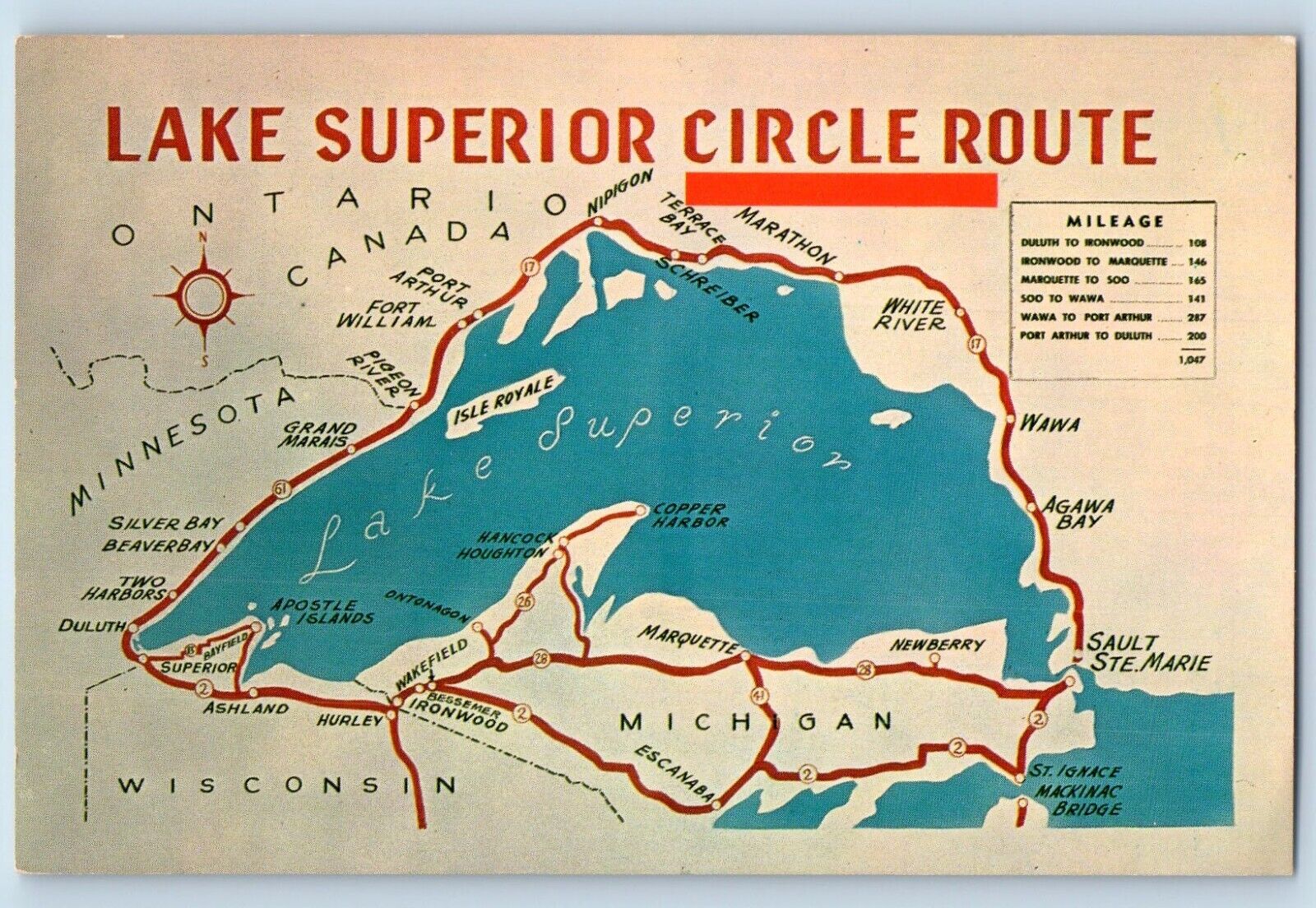 Duluth Minnesota Postcard Lake Superior Circle Route Majestic Lake c1940 Vintage