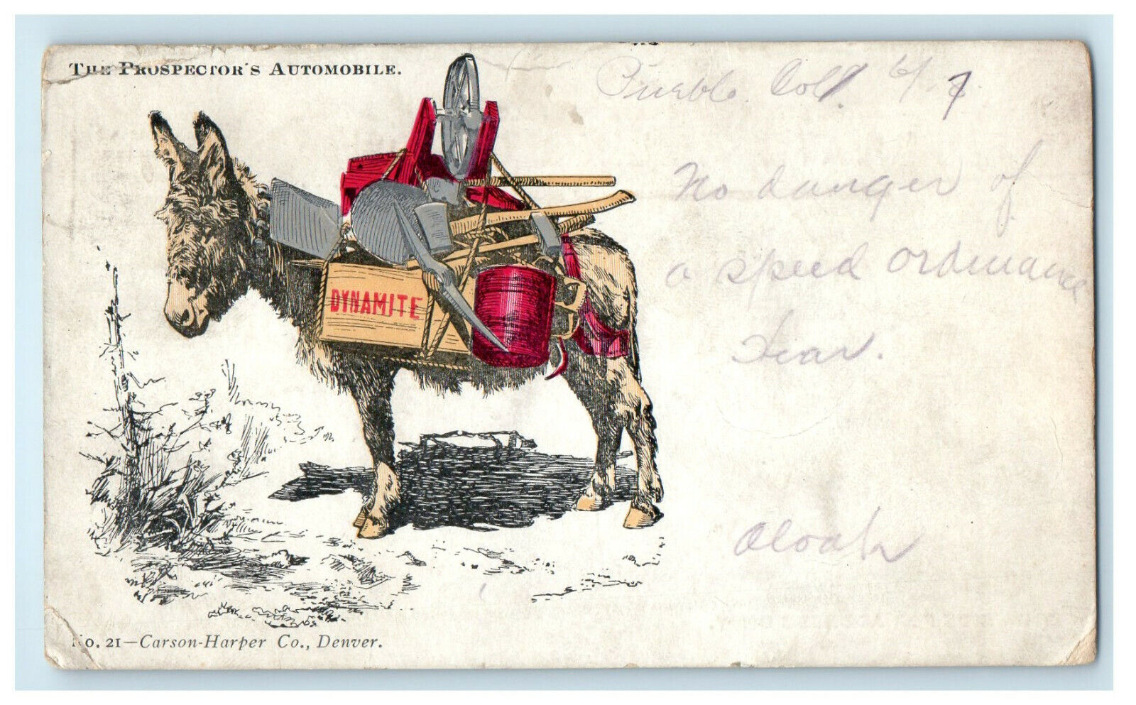 c1905 Buck as The Prospector's Automobile, Pocatello ID, PMC Antique Postcard