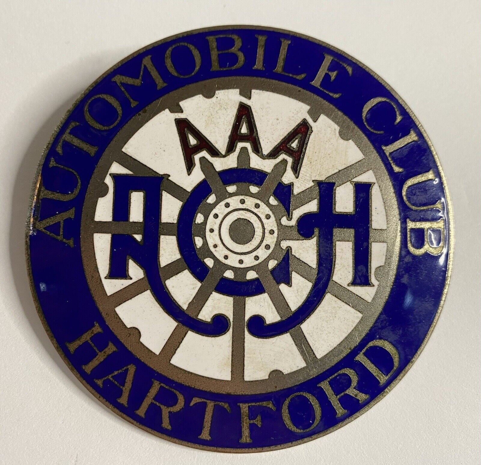 Vintage AAA HARTFORD CT AUTOMOBILE CLUB License Plate Car Club Badge