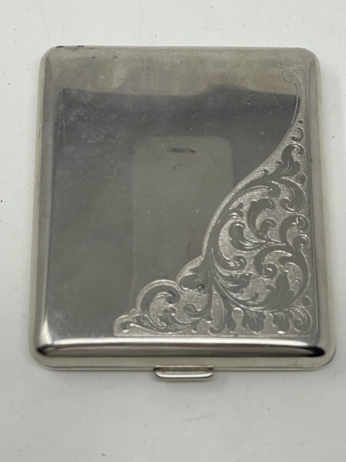 Vintage Ornate Silver Toned (maybe Plate) Art Deco Cigarette Case Holder Germany
