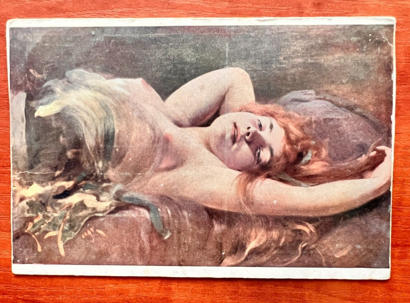 1900s Vintage Postcard Young woman Erotica Antique Postcard Naked girl Breast