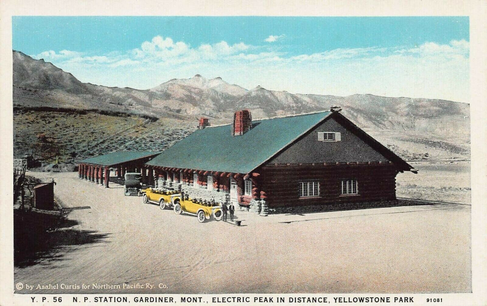 Northern Pacific Train Station, Gardiner, Montana, Early Postcard, Unused 