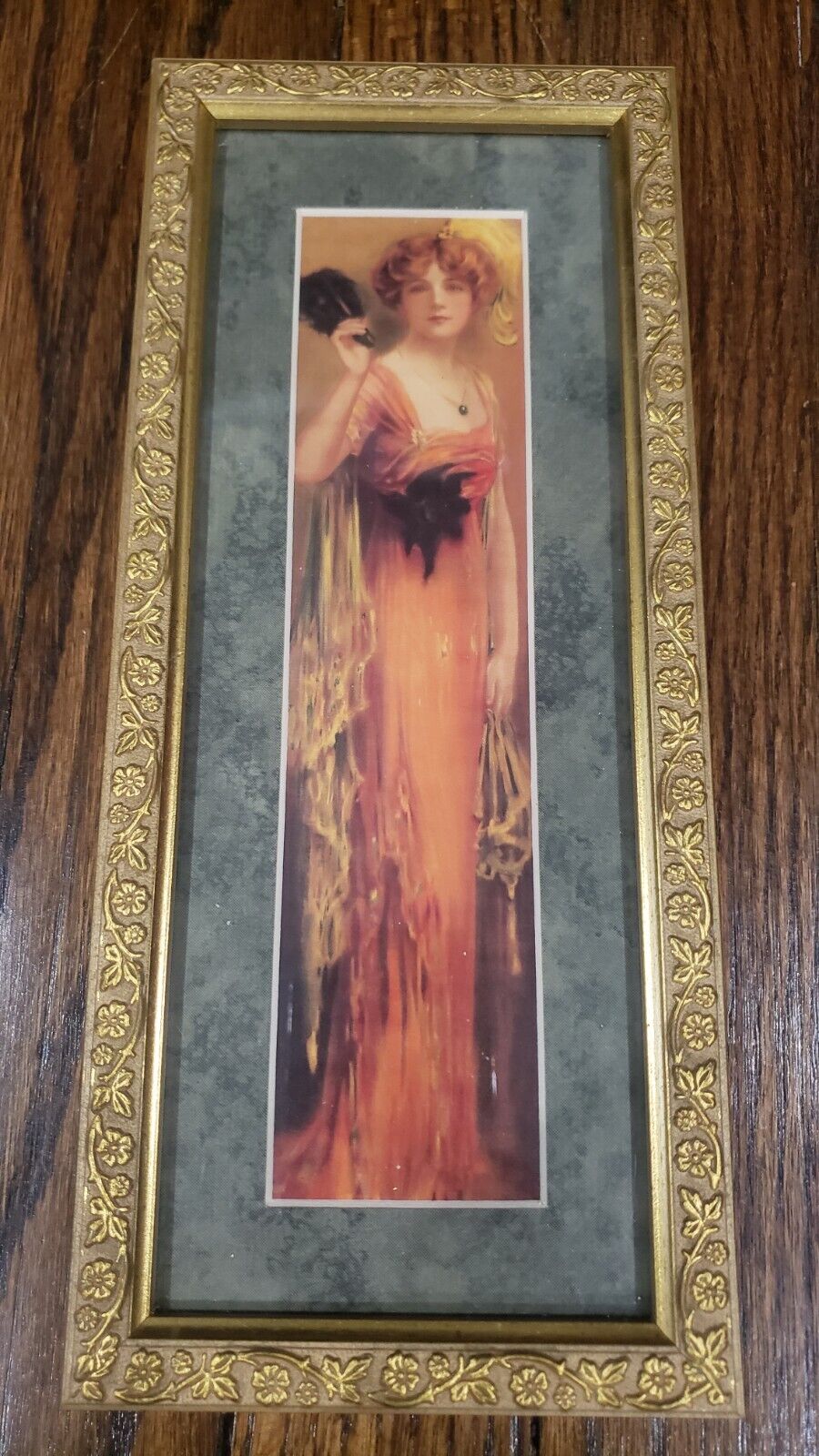 1920's Pompeain Beauty Flapper Girl Orange Dress Print Framed Gallery Graphics 