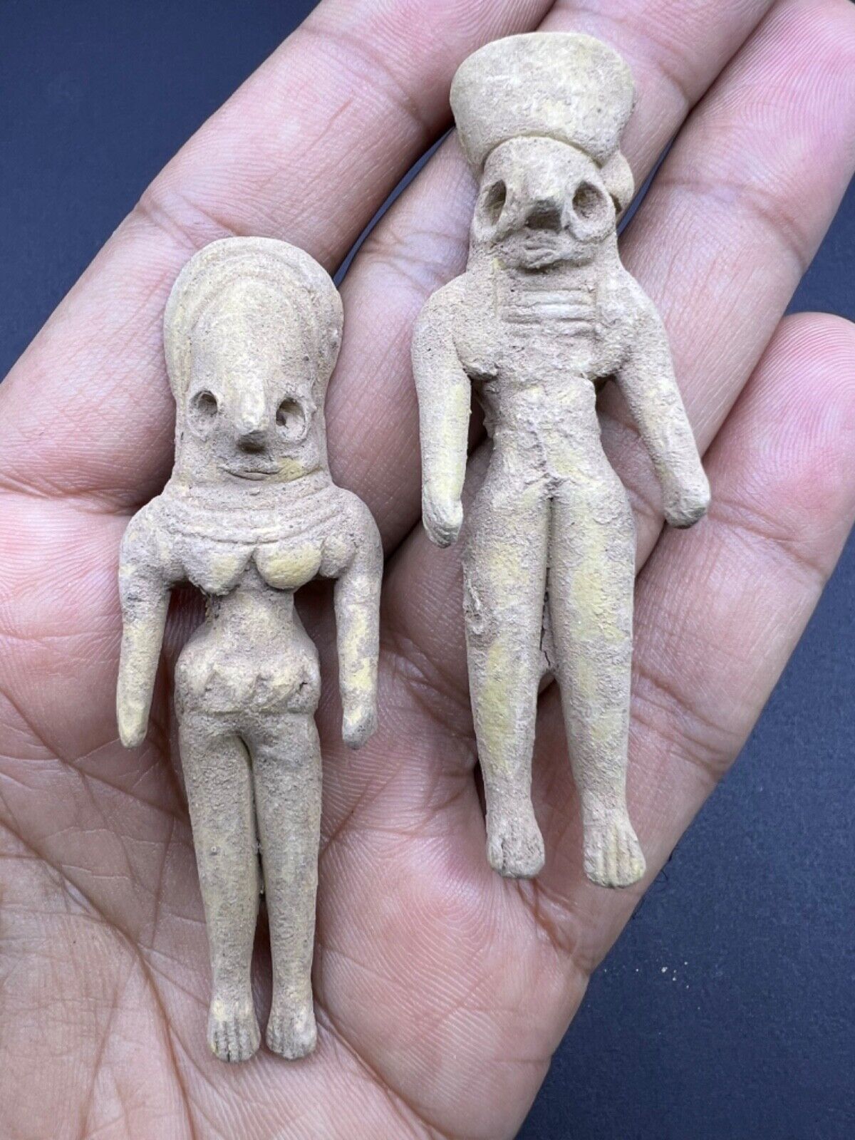 A Very Fine Pair Of Indus Valley Era Clay Terracotta Fertility Idols Statues