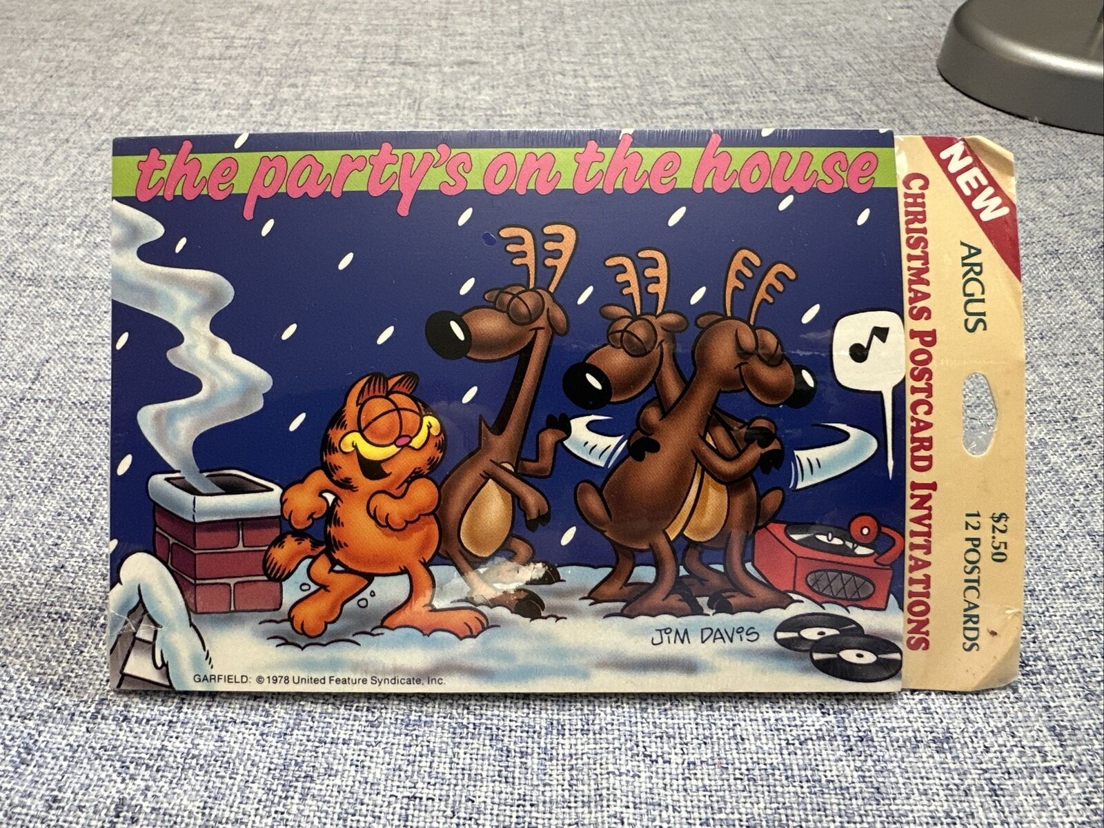 Garfield The Cat Jim Davis Merry Christmas Postcard Invites NIP Lot of 12 VTG