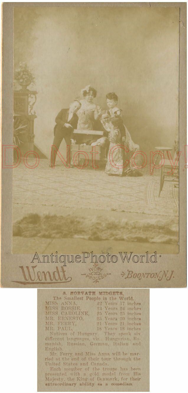 Horvath midgets circus performers little people antique cabinet photo