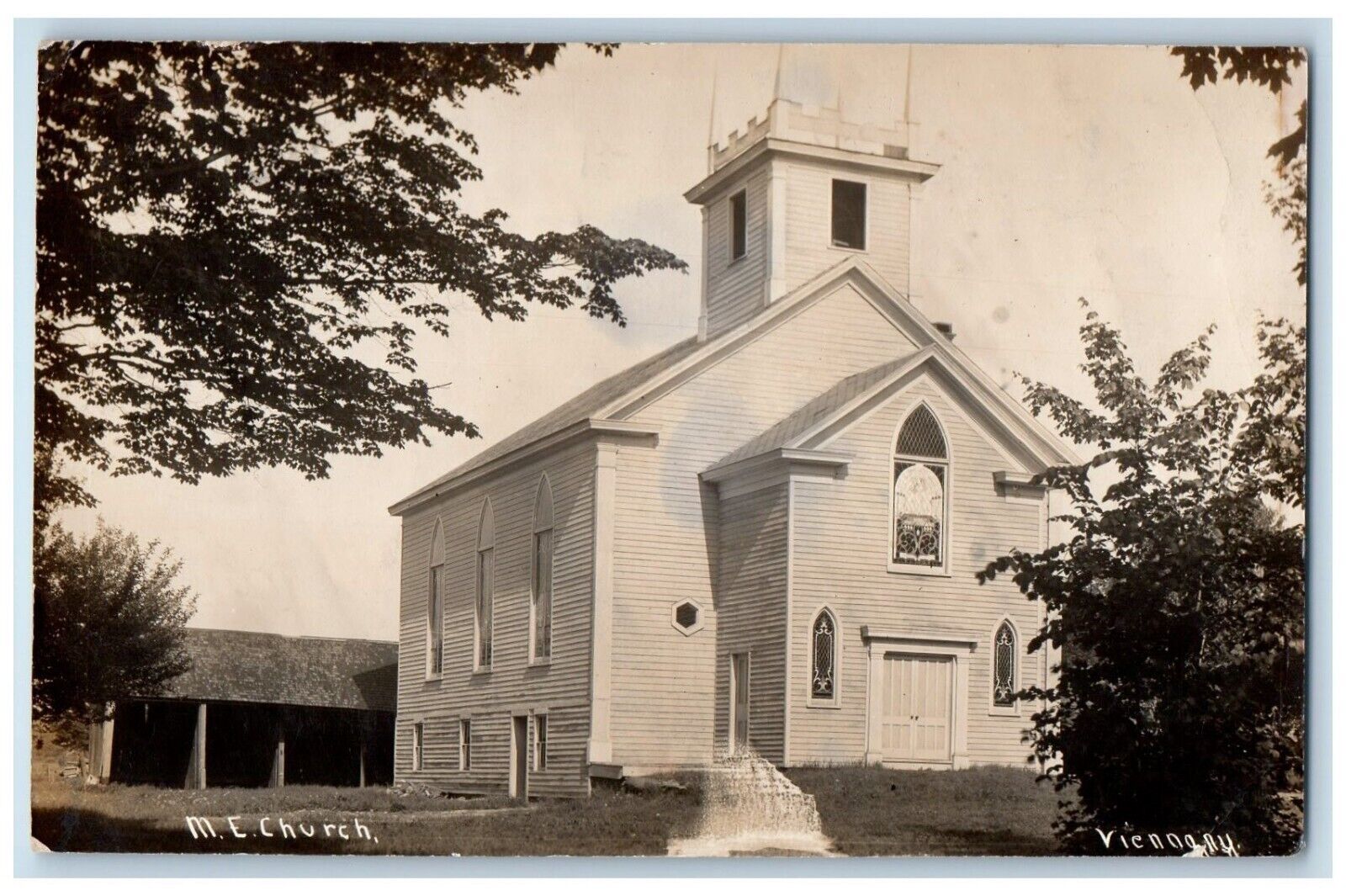c1910\'s Methodist Church Vienna New York NY Posted Antique RPPC Photo Postcard
