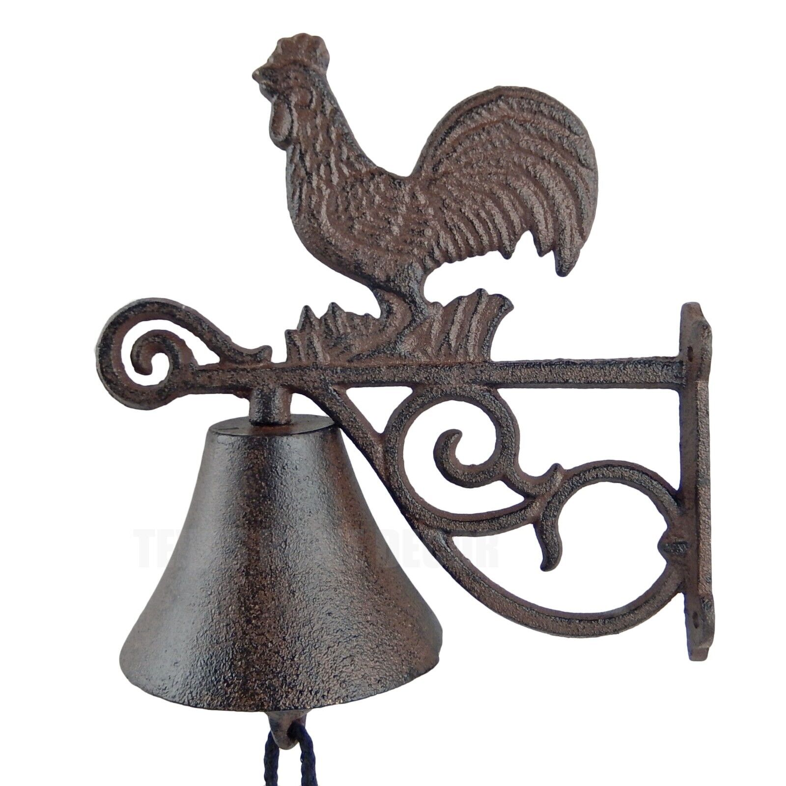 Rooster Scrolls Farm Dinner Bell Cast Iron Wall Mounted Rustic Country Western
