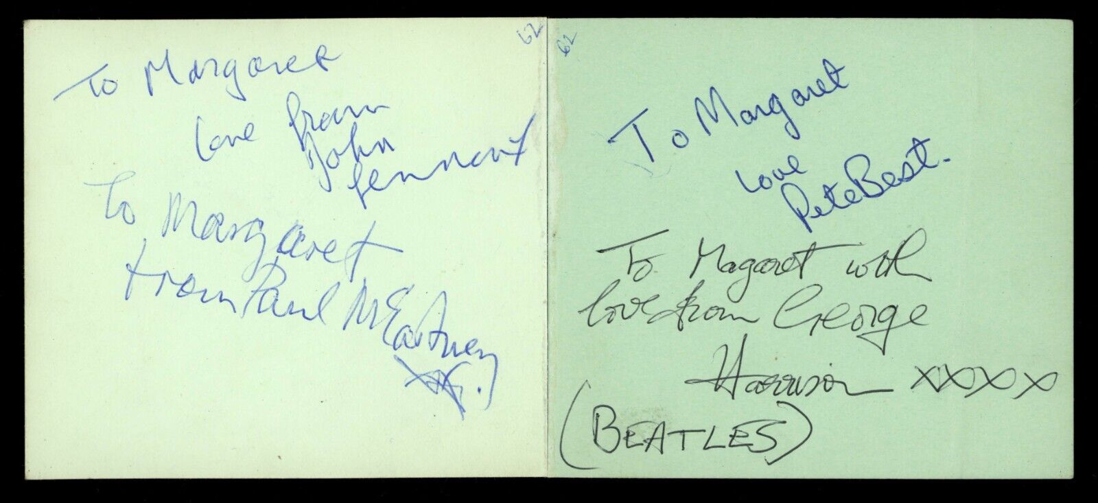 1962 BEATLES rare autographs signed with PETE BEST JOHN LENNON McCARTNEY 