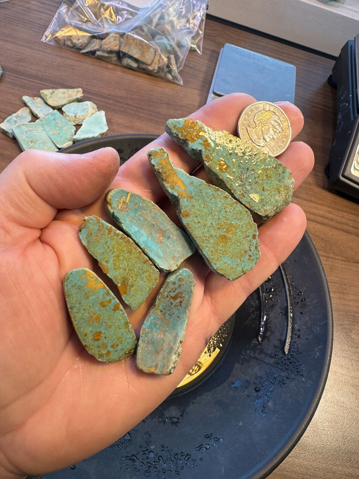 Frog Skin - Like Kaolin Turquoise.  70g Of slabs Get What You See