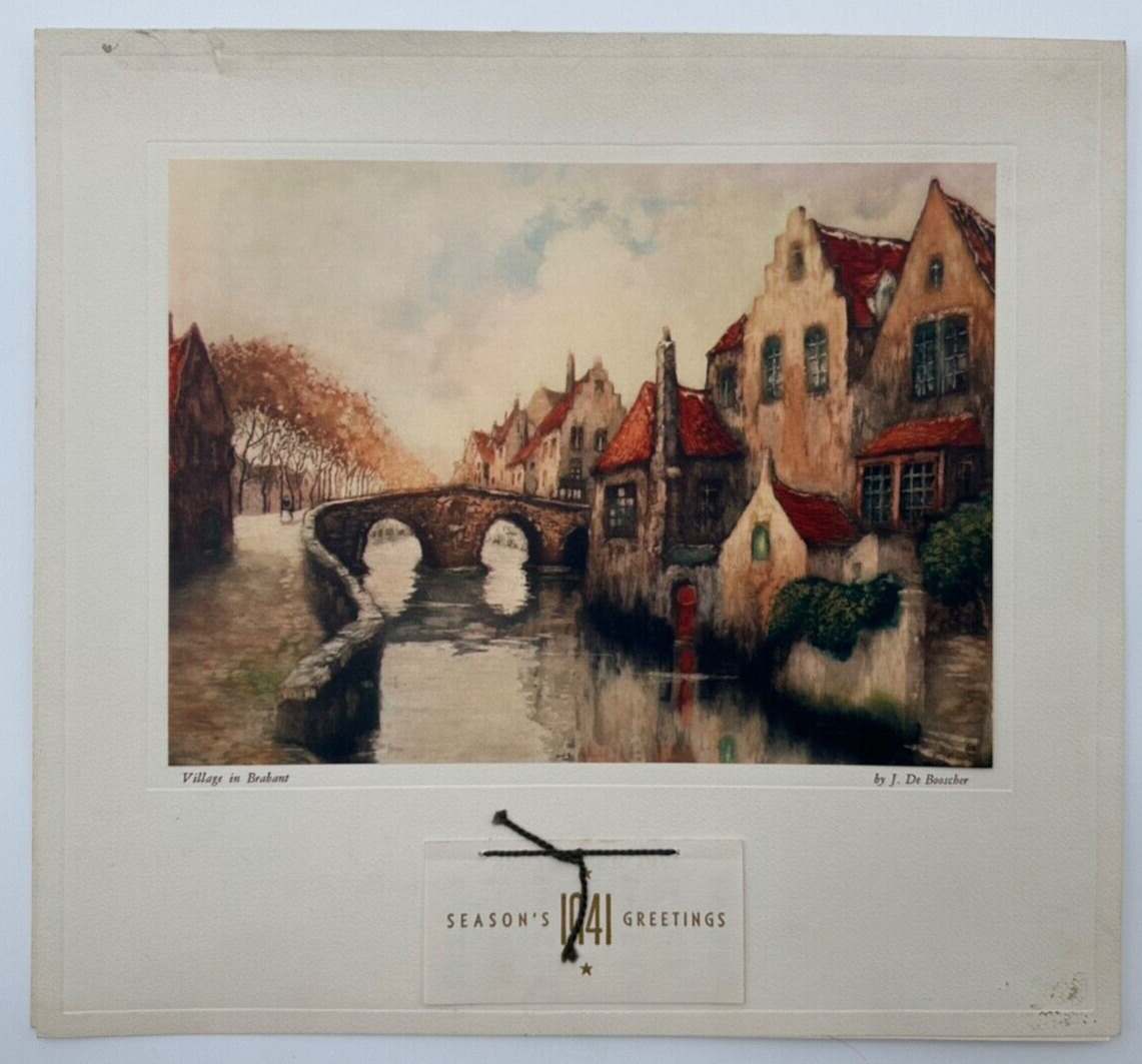 Vintage 1941 Calendar & Art Print, Village in Brabant, Belgian, J. DeBooscher