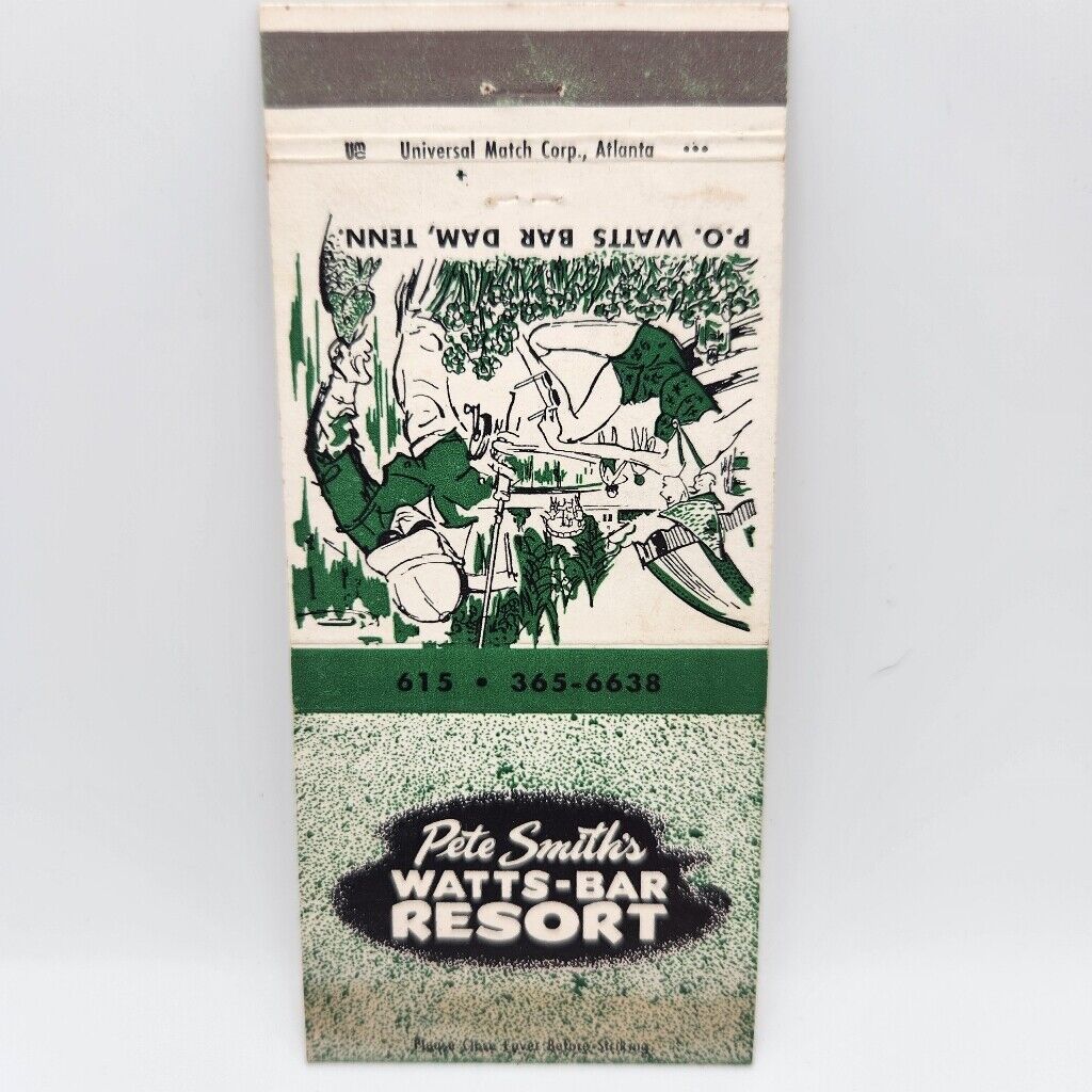 Vintage Matchbook Pete Smith\'s Watts Bar Dam Resort Knoxville Tennessee 1960s 70