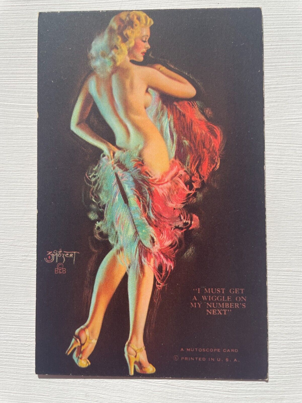 1940\'s Pinup Girl Picture Mutoscope Card- Zoe Mozert- Sexy Showgirl