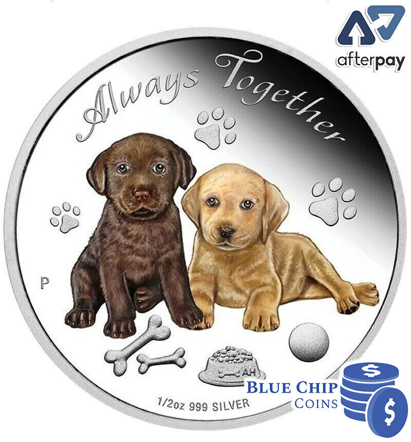 2016 50c Tuvalu Always Together Puppies 1/2oz Silver Proof Coin