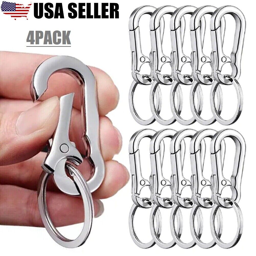 4× Mini Stainless Steel Carabiner Key Chain Clip Hook Buckle Keychain Key Ring