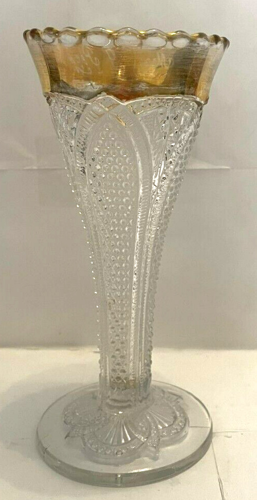 Antique Glass Vase Inscribed With Mary G. Peck & 1908 Excellent Condition