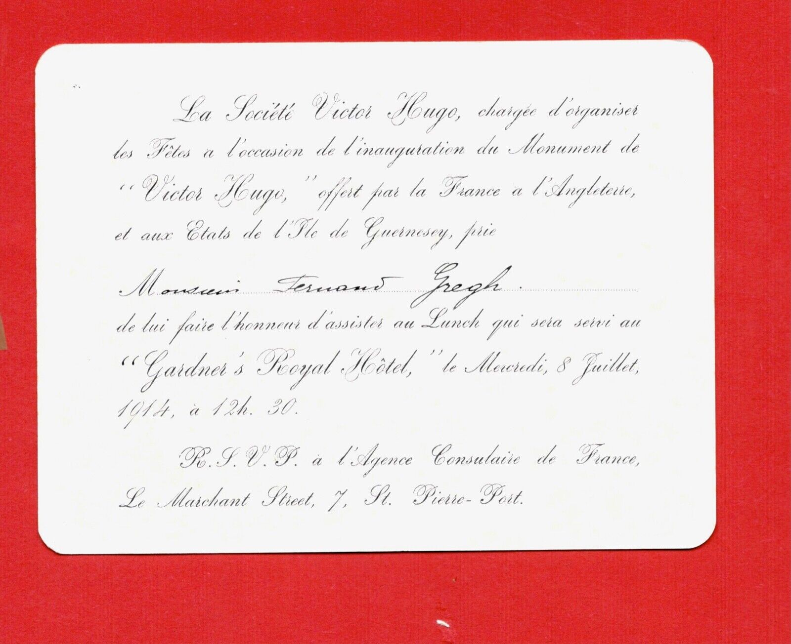 DS46-INVITATION CARD-THE VICTOR HUGO SOCIETY-1914