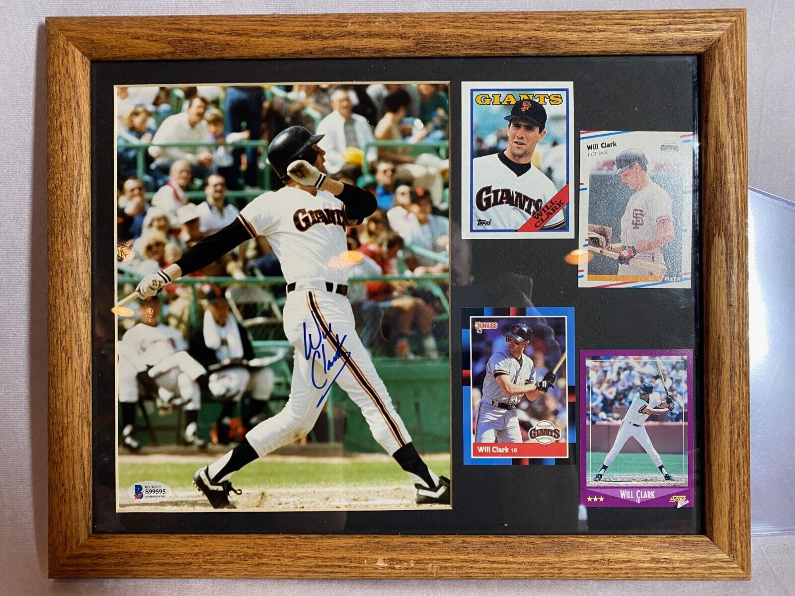 Will Clark Autographed BGS 8x10 Photo SF Giants w/ baseball cards & frame - O