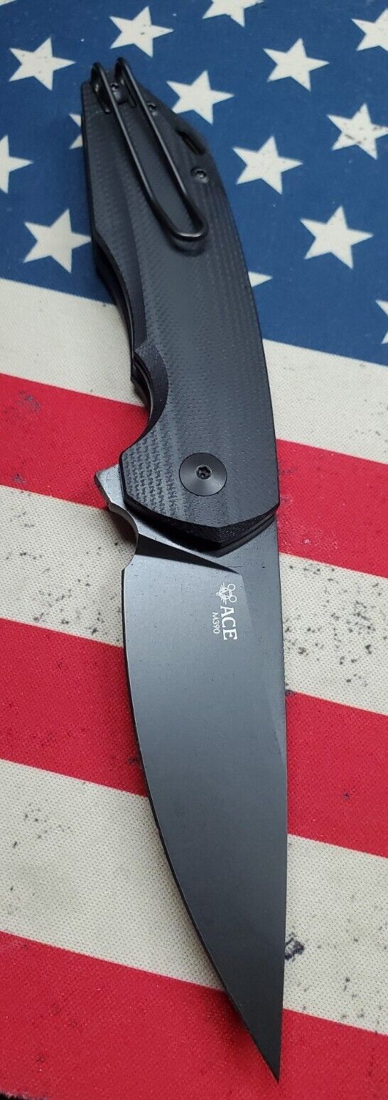 GiantMouse Vox/Anso ACE Corta Liner Lock Knife Black G-10 BLACKOUT M390 