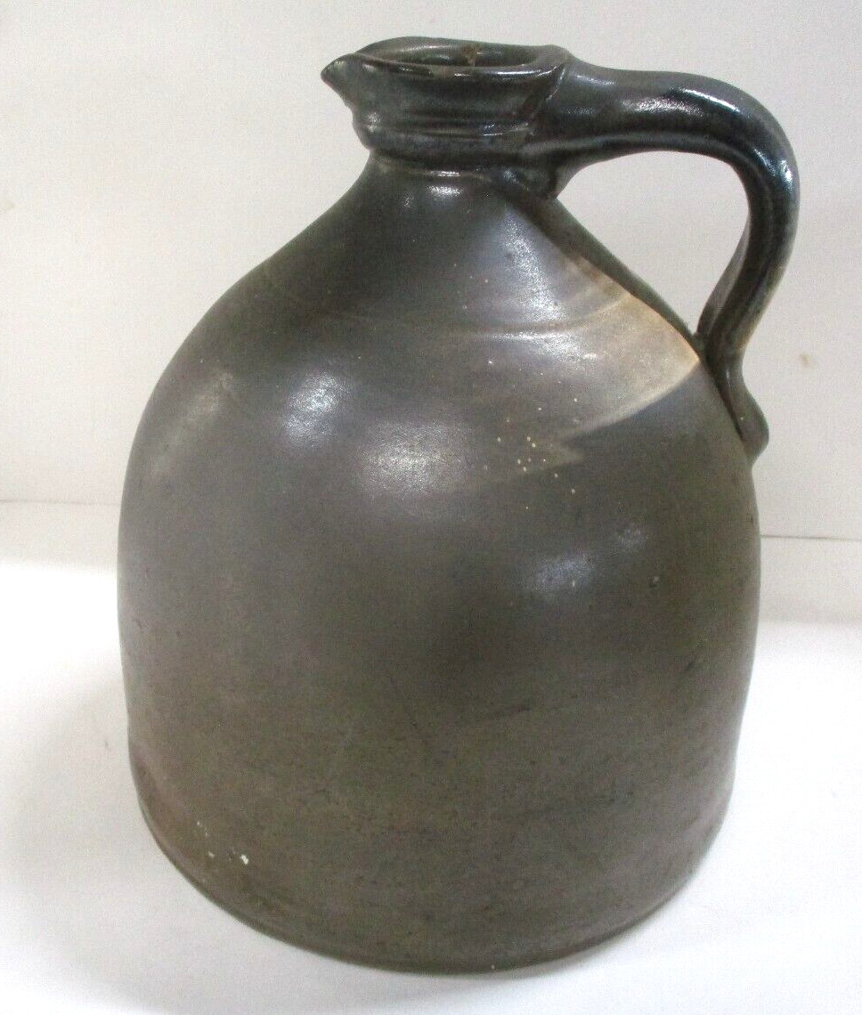Antique Stoneware Drip Glaze Beehive Jug Brown Black, Whiskey Jug 8.5\