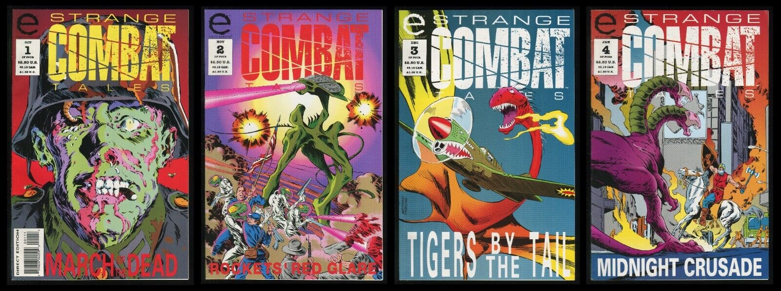 Strange Combat Tales Comic Set 1-2-3-4 Lot Nazi Zombies Alien Invasion Dinosaurs