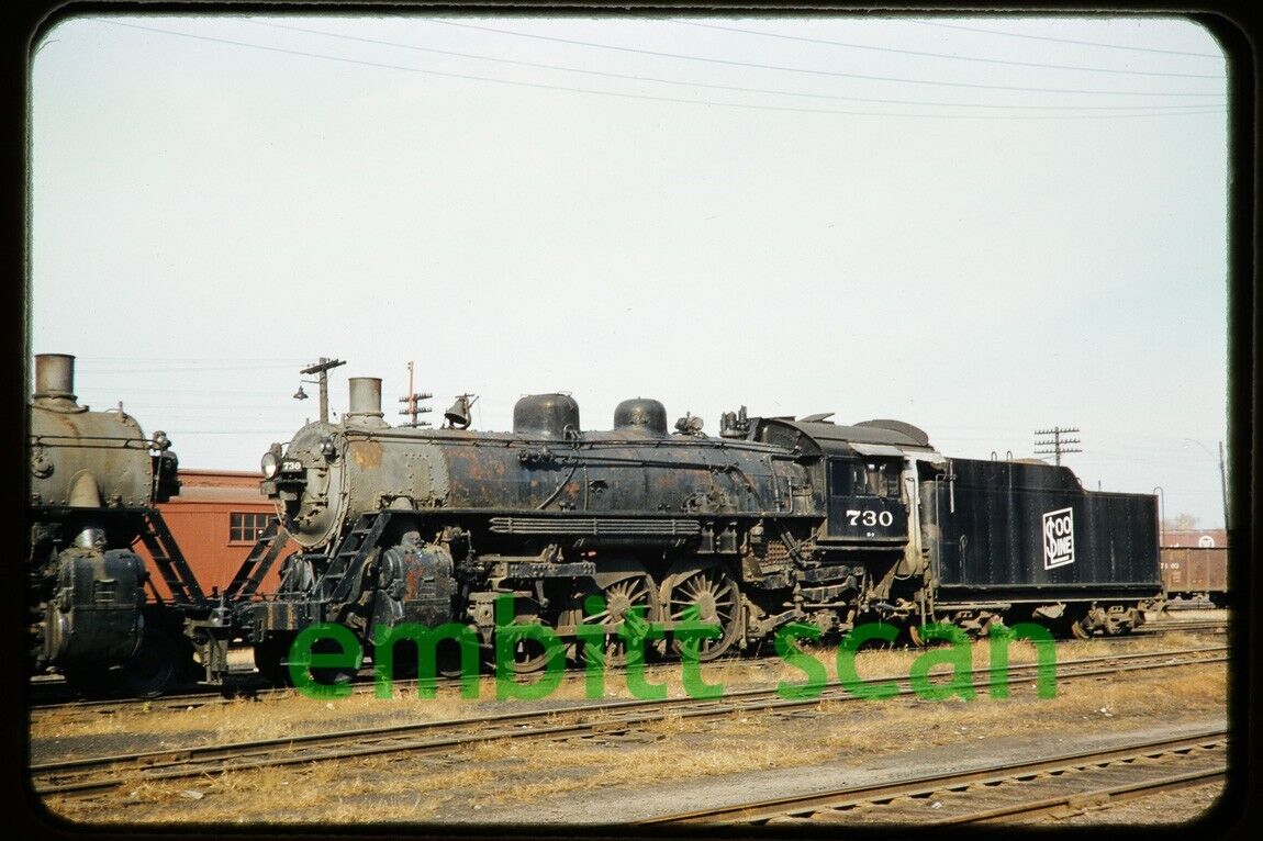 Original Slide, Soo Line 4-6-2 Steam Locomotive #730 at St. Paul MN, 1957