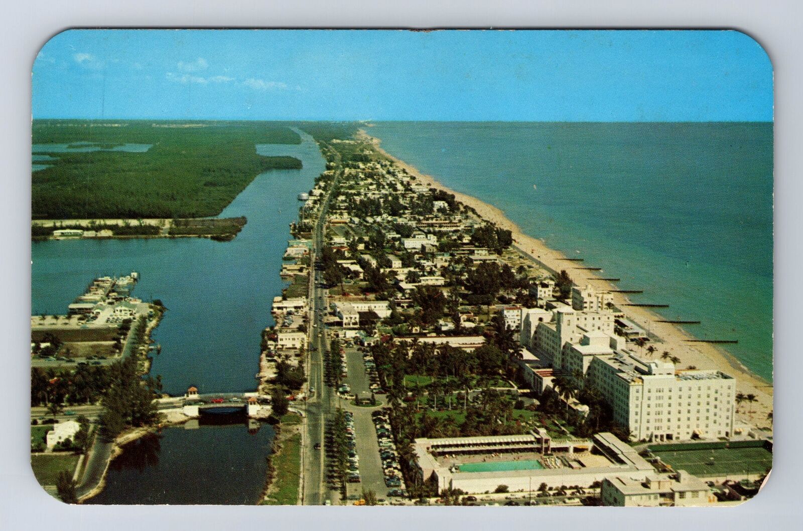 Hollywood Beach FL-Florida, Aerial Of Beach Area, Antique, Vintage Postcard