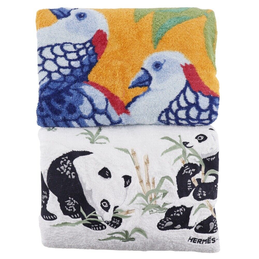 HERMES Set of 2 beach towels Other miscellaneous goods bird panda blanket ...