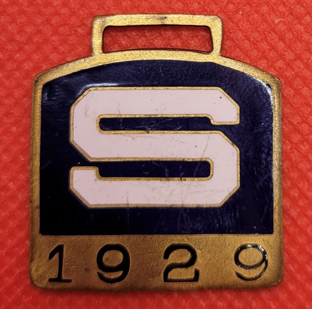Antique 1929 University of Scranton Royals Brass & Enamel Watch Fob Robbins Co