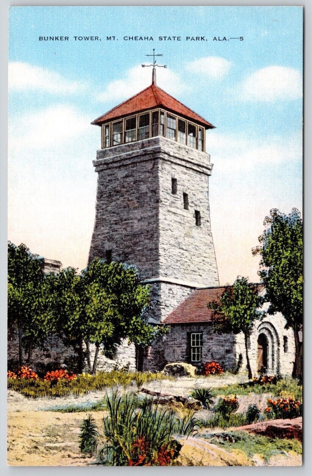 Bunker Tower Mount Cheaha State Park Alabama AL Talladega Vintage UNP Postcard