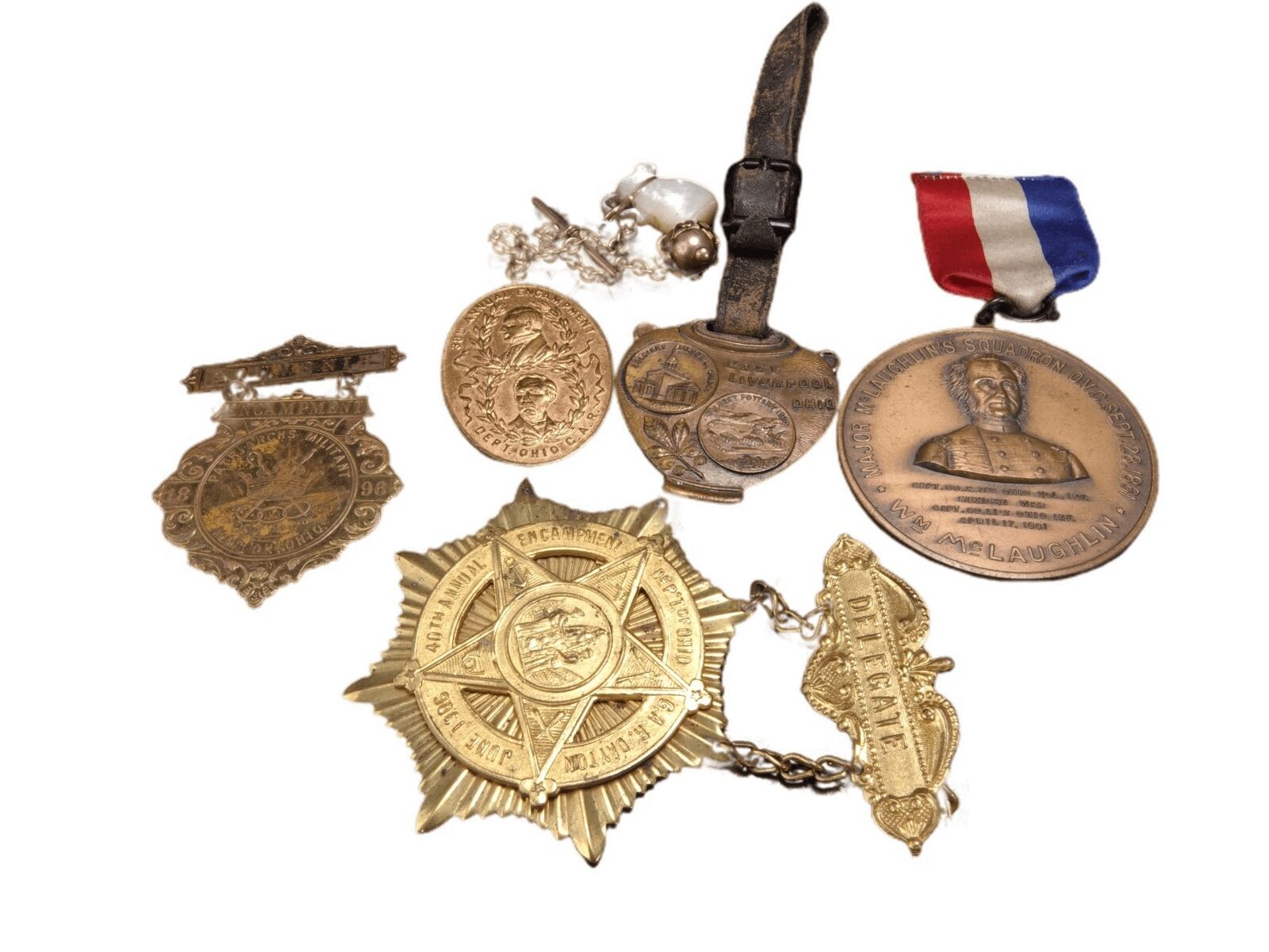 G.A.R. civil War Veteran  GAR Annual Encampment Medals/Watch Fobs 1896, 1904, 19