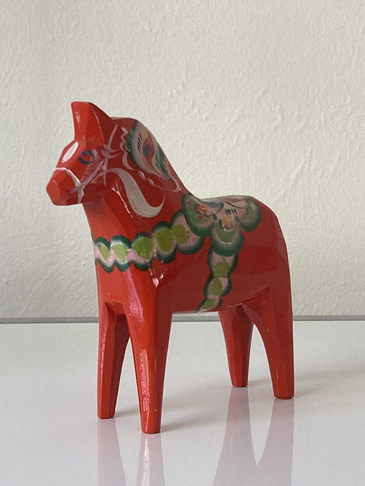 Vintage Sweden Wooden Dala Horse Small Figurine Hand Painted Red