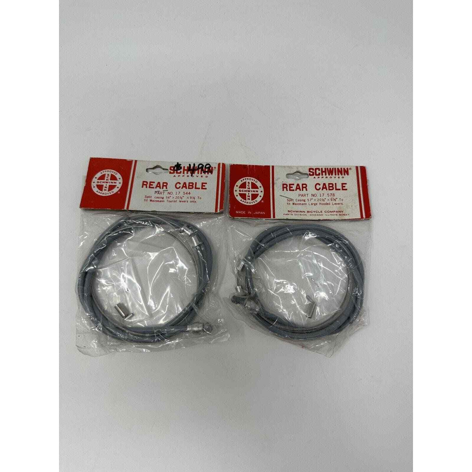 Lot Of 2 NOS Schwinn Rear Cables - 17-544 and 17-578 - New In Package Japan Made