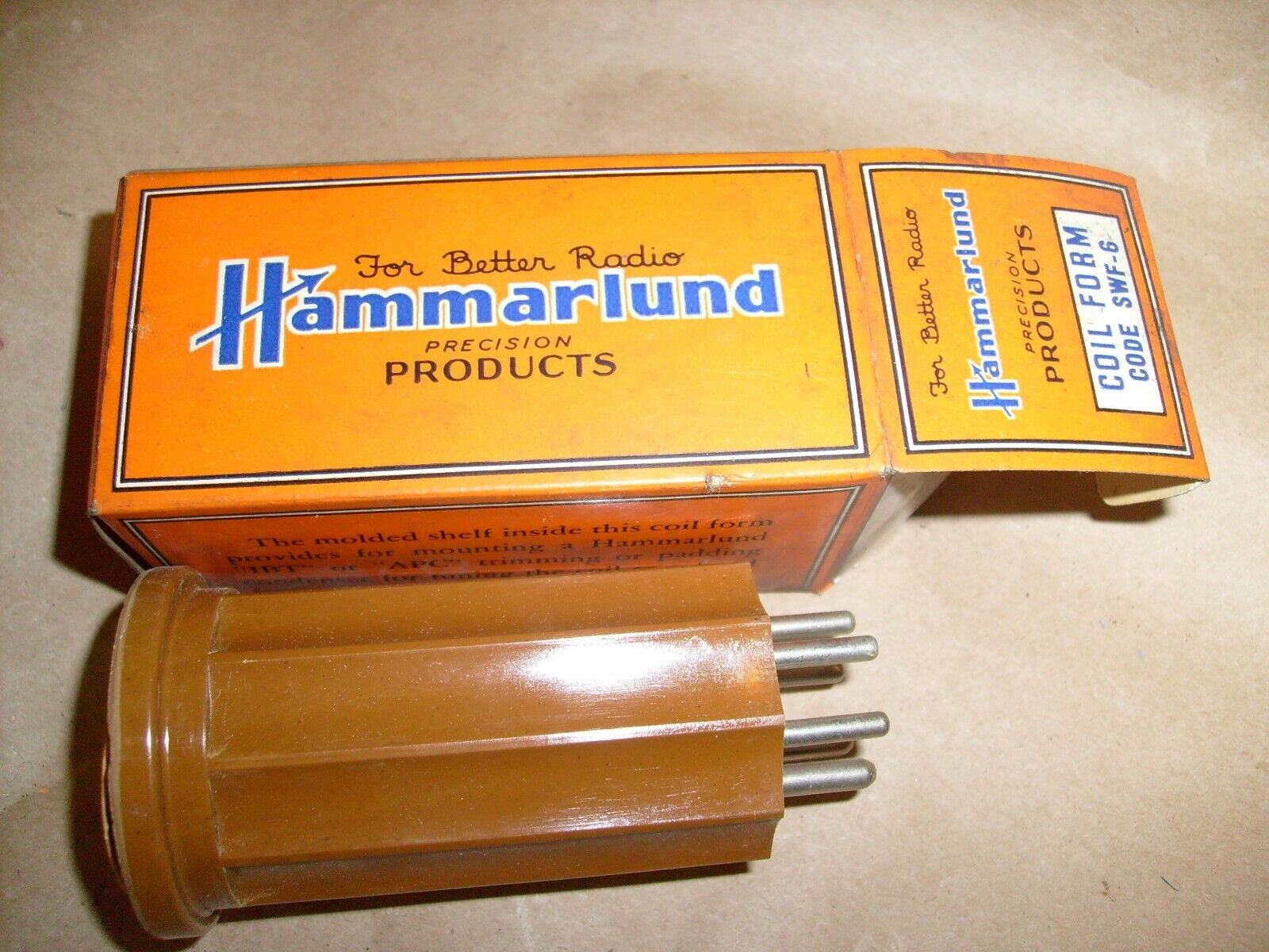 Hammarlund Radio Shortwave Plug In Coil  form - 6 Pin  - in Box NOS Code SWF-6 