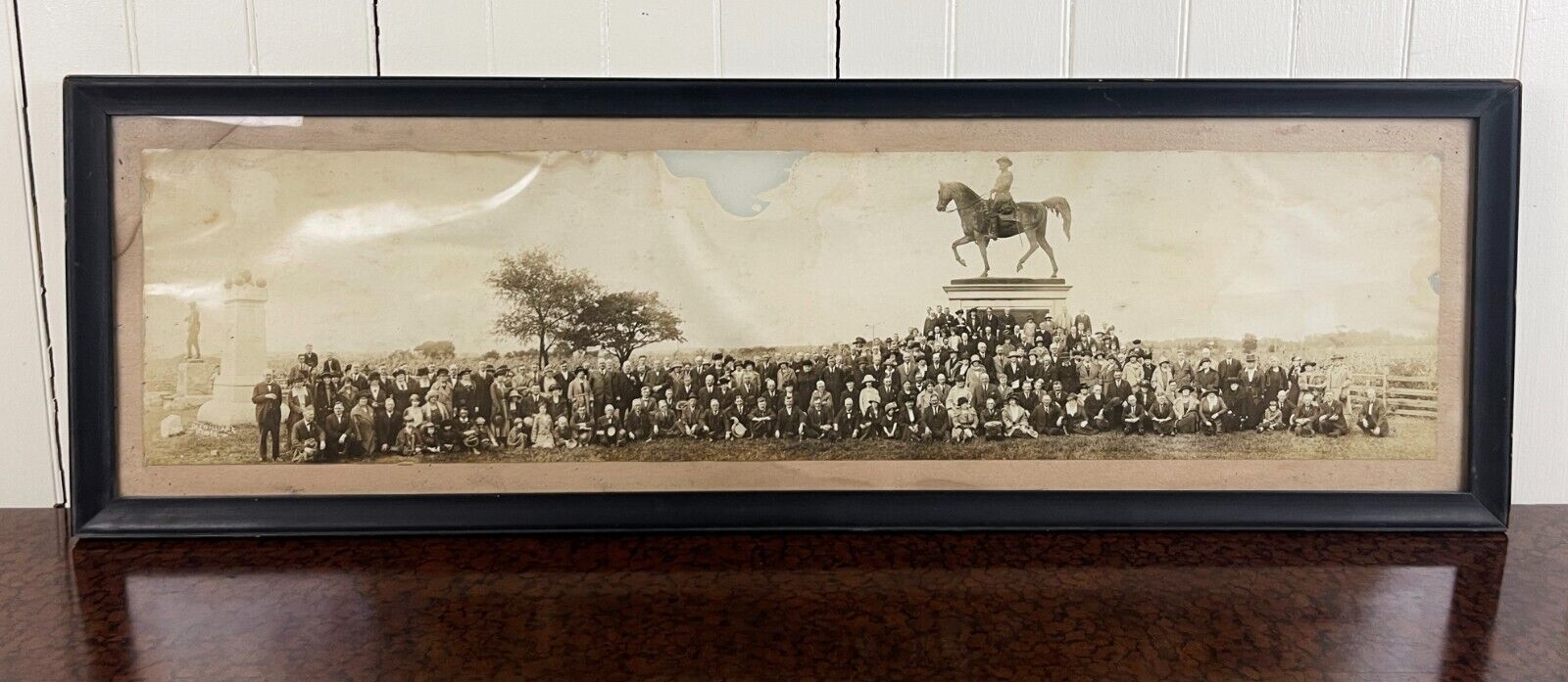 c. 1925 Gettysburg Antique Framed Panoramic Photo Gen. Reynolds Monument