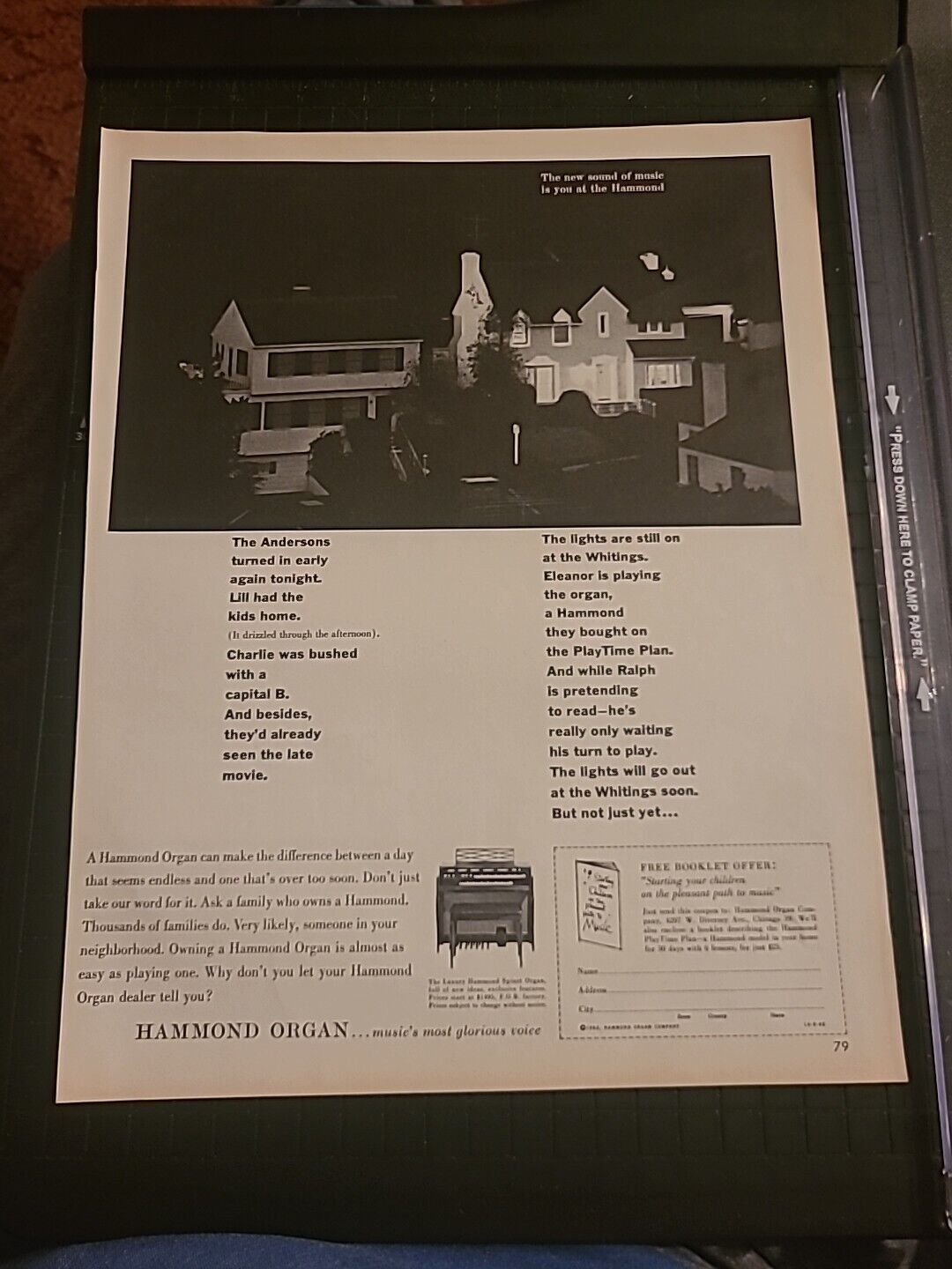 Hammond Organ  Print Ad Advertisement 1962 10x13
