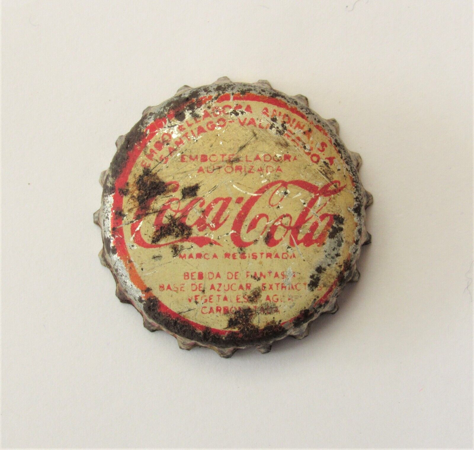 Chile Bottle Cap cork Coca Cola 1950´s Santiago & Valparaiso Factory rare