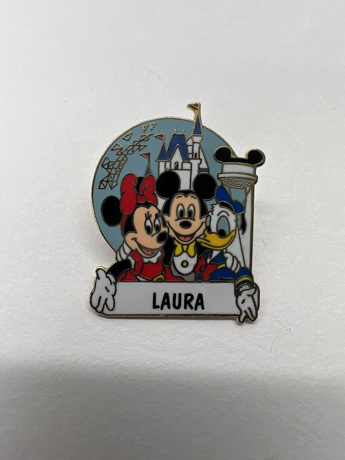 Vintage What Disney World Trading Pin Personalized “Laura” 90s Souvenir