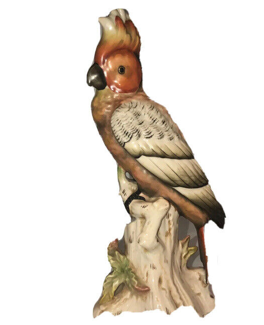 Antique High-Quality Porcelain Figurine Parrot Cockatoo Bird Nice