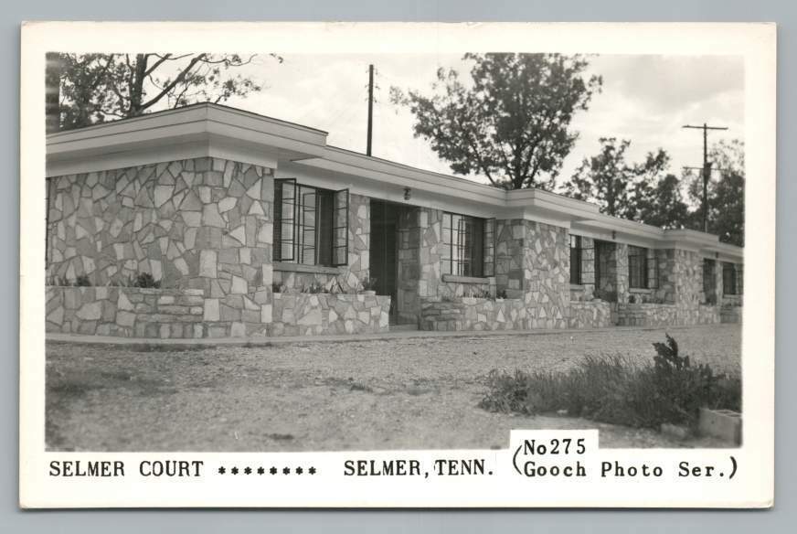 Motel Court SELMER Tennessee RPPC Roadside Photo McNairy County Postcard 1950s