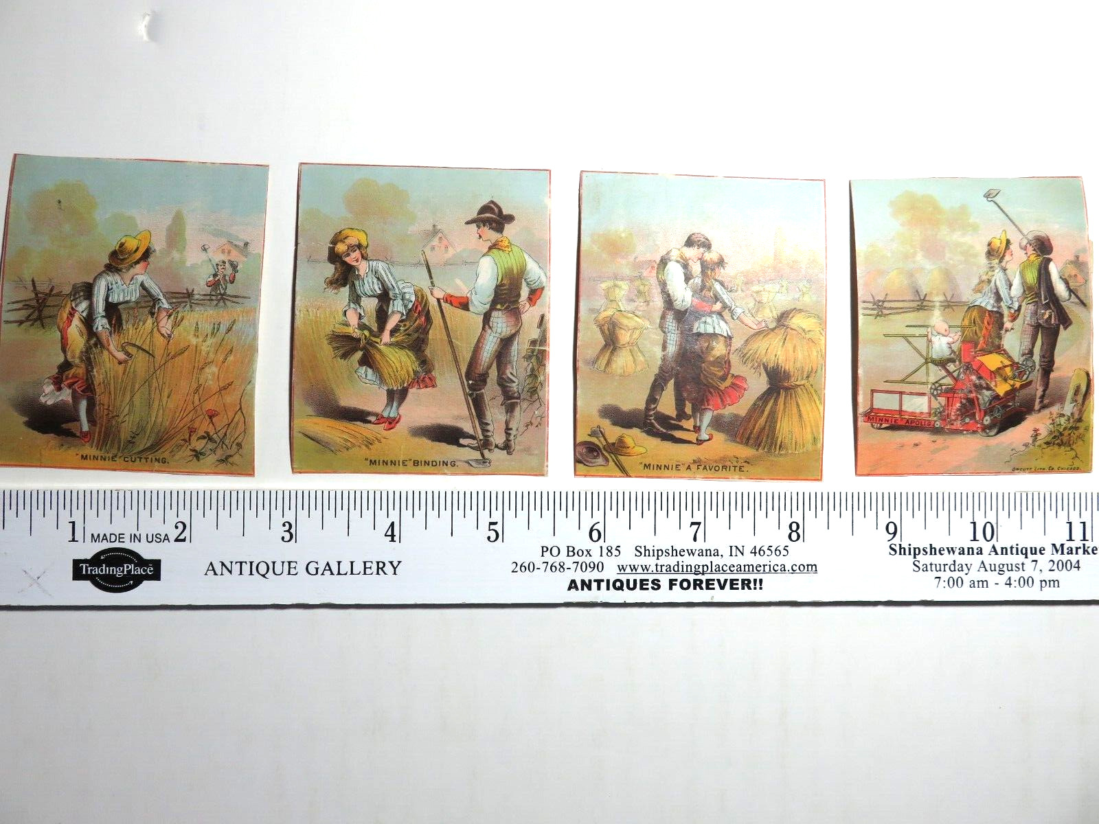 Super Rare 1880\'s Set of 4 Minneapolis Harvester Twine Binder Victorian Cards
