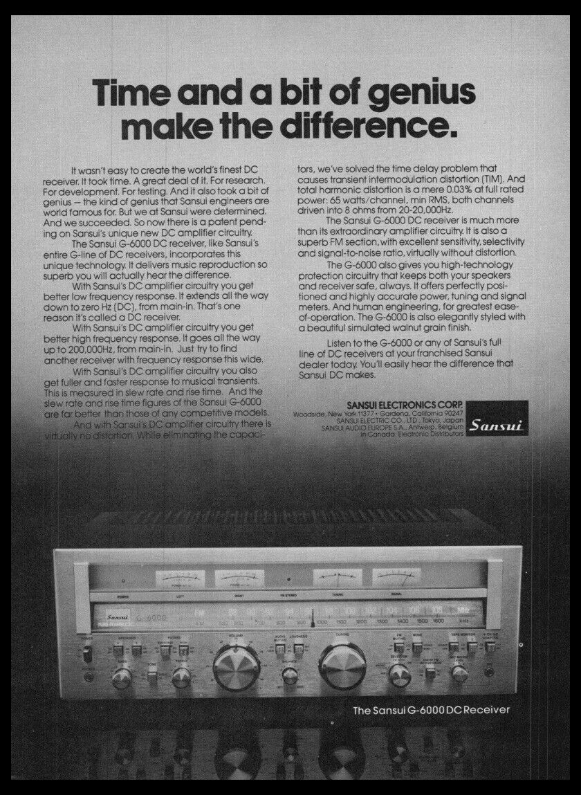 1978 Sansui G-6000 Receiver Print ad/mini poster-VTG Man Cave music room décor