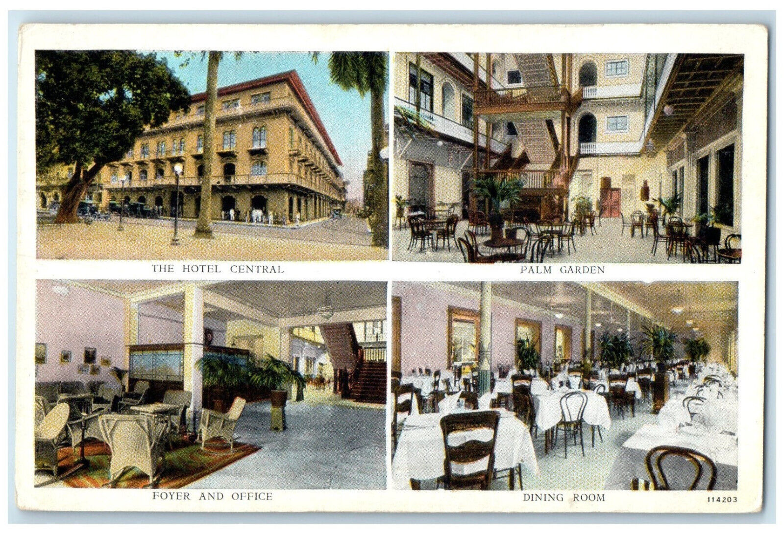 c1920's Old Famous Hotel Central Cathedral Park Panama Multiview Postcard