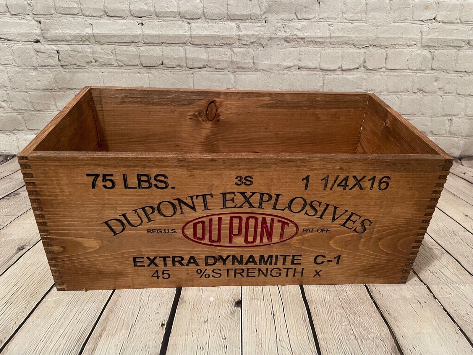 Large Vintage Dupont Dynamite Crate Replica - Man-cave, Decor, Storage