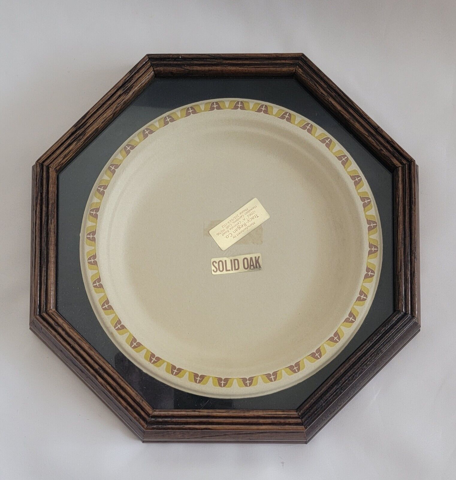 Octagonal Oak Collector Plate Frame With Glass -Dark Brown Stain -for 9\