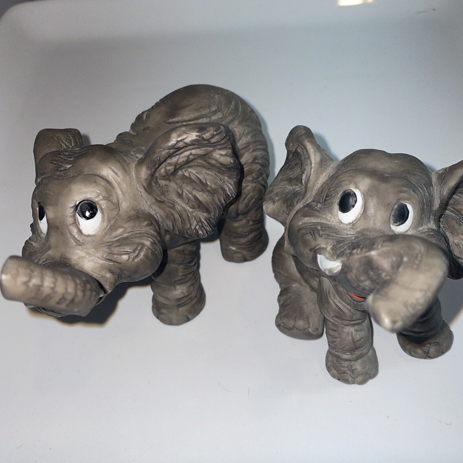 Andrea By Sadek Ceramic Elephant Figurines Set Of 2 Vintage Tawain 