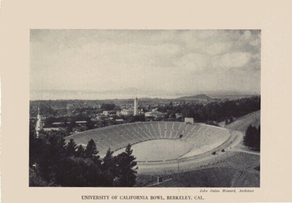 UNIVERSITY OF CALIFORNIA BOWL vintage photo Cal Berkeley Memorial Stadium c1927