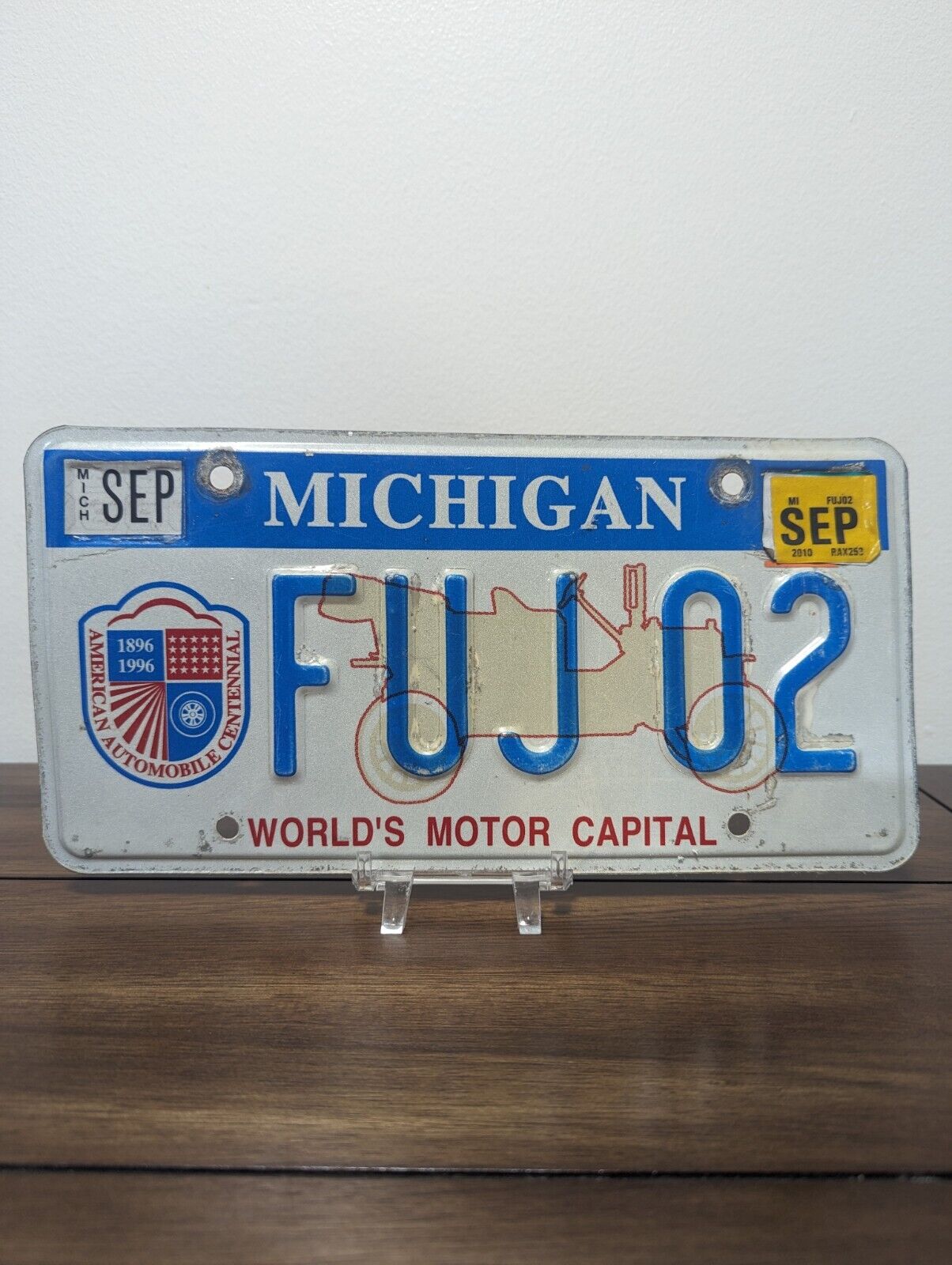 World\'s Motor Capital Michigan License Plate #FUJ02 2010 Tab