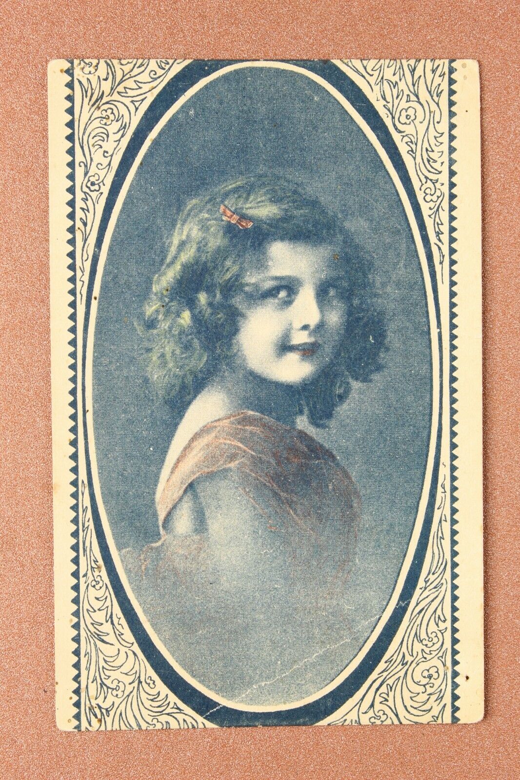 Charming curly girl MODEL REINWALD. RARE Antique postcard (no photo) 1910s🌺