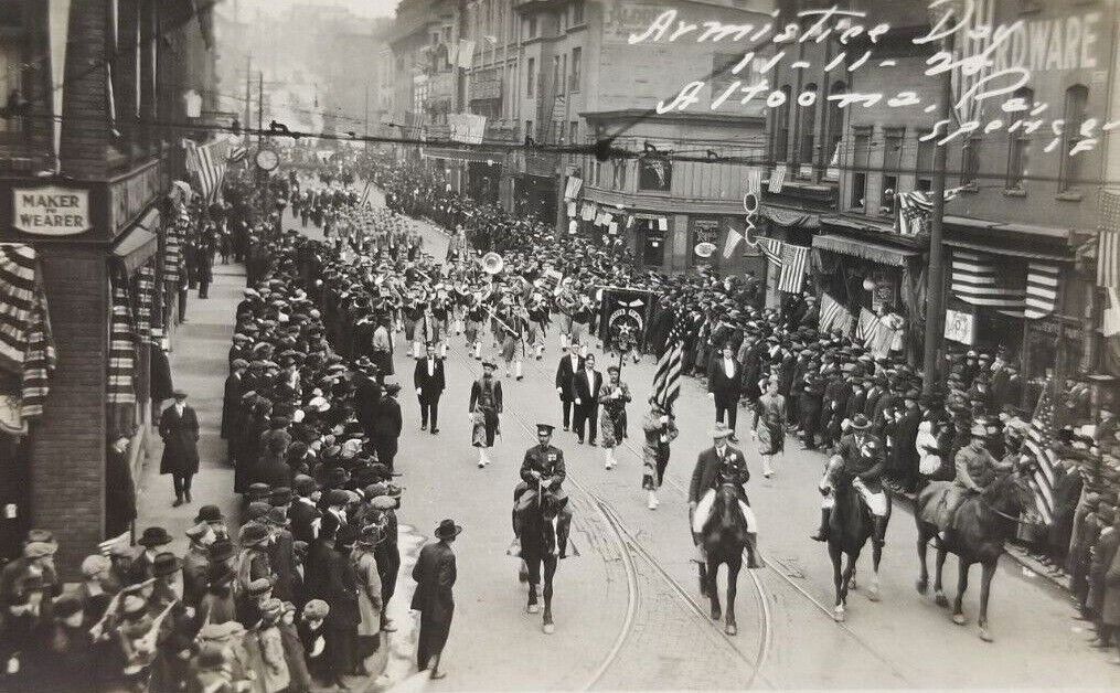 Postcard Real Photo Armistice Day Parade Altoona Pennsylvania 1920